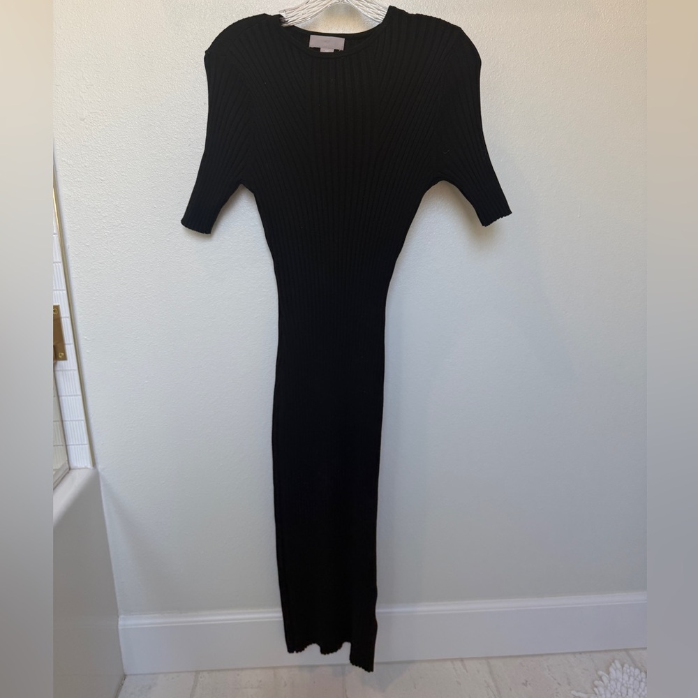 H & M Black Ribbed Knit Midi Dress - Women